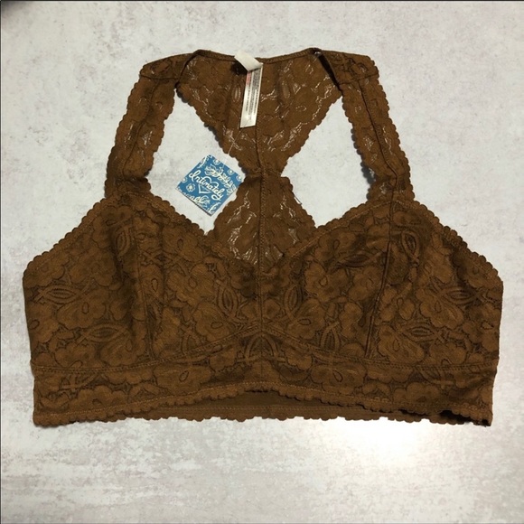 Free People Galloon Lace Bralette Copper Tan XS - Picture 7 of 13